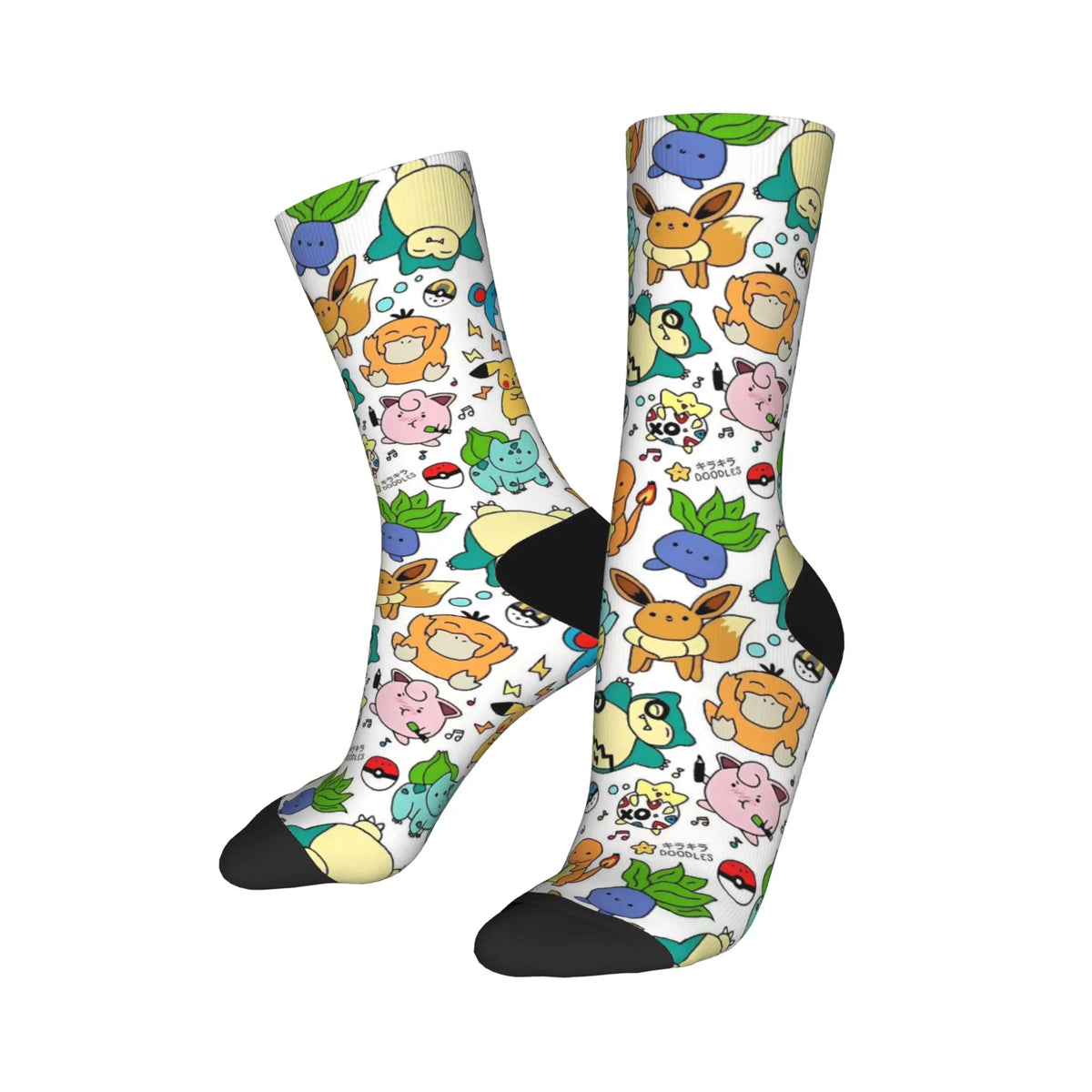 Happy Funny Male Men Socks Harajuku P-Pokemons Bulbasaur Sock Skateboard Women's Stockings Spring Summer Autumn Winter