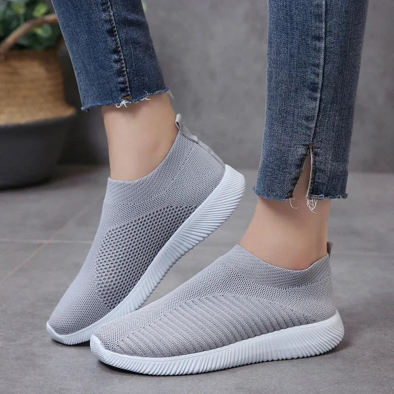 Knitted Sneakers for Women 2024 Autumn Slip on Breathable Mesh Casual Shoes Woman Flat Heels Plus Size Loafers Zapatos Mujer