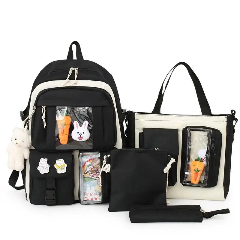 4 Pcs Sets Children's School Backpack Kawaii Women's Backpack Bookbag School Bags for Teens Girls mochilas para niñas 가방 рюкзак