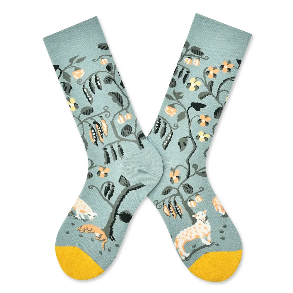 Trendy and Personalized Men Socks Hip Hop Oil Painting Abstract Sock Mouth Letter Embroidery Autumn Mid Tube Socks Women носки