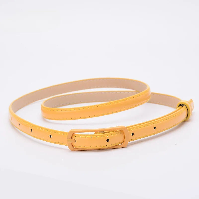 Children Candy Color Belts 1.2cm Super-thin PU Waistbands Simple Solid Color Casual Belts Girl Apparel Accessories