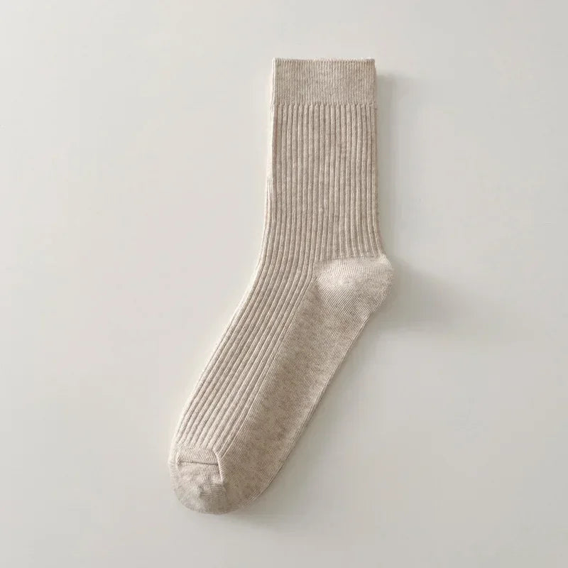 Mens Socks Casual Fashion  Men Business Male Breathable Elastic Cotton Long Socks Solid Color Black Blue Gray SocksAutumn Winter