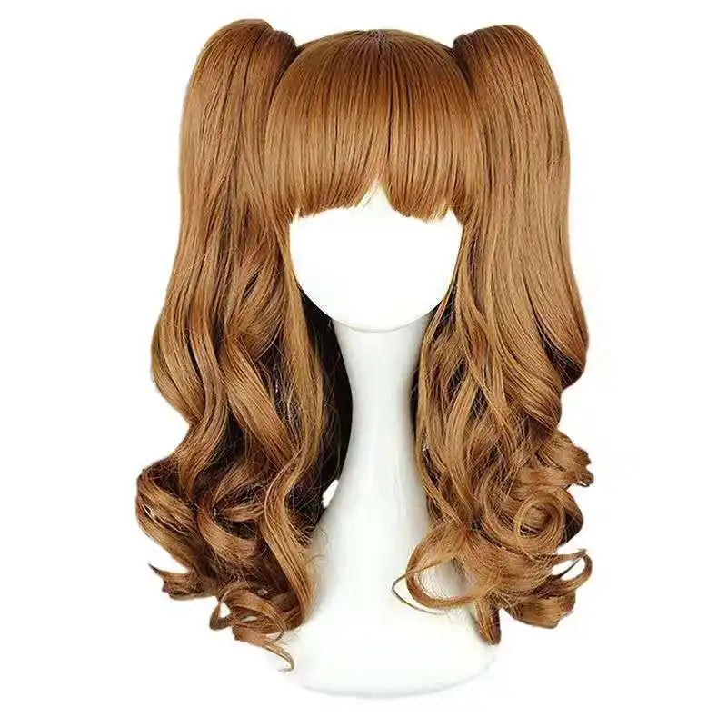 Long Wavy Anime Cosplay Lolita Wig Blue Blonde Pink Ombre Two Ponytails Girls Kawaii Anime Accessories Wigs for Women