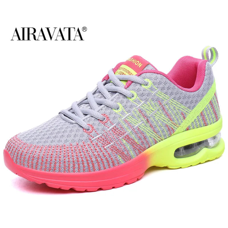 Women Sneakers Sports Tennis Shoes Cushion Running Shoes Lace Up Breathable Leisure Outdoor Sneakers