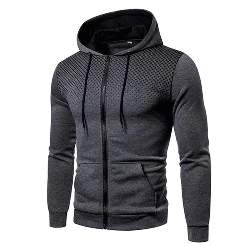 Men's Zip Up Hoodie wave point Print Hooded Sweatshirt Outdoor Casual Slim Fit Men Spring Autumn Zipper cardigan Hoodie men tops