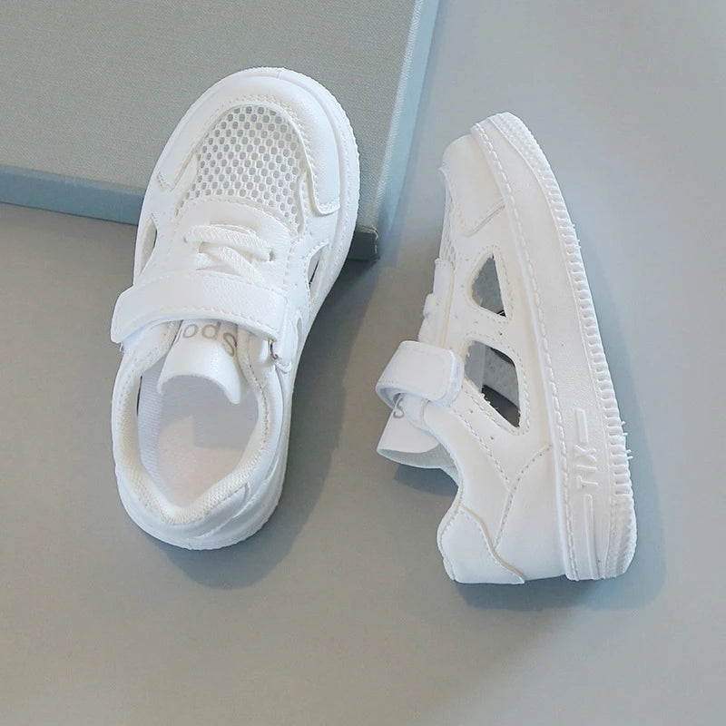 Kids White Sneakers 2026 Summer Breathable Mesh Shoes For Boys Girls Hollow Out Casual Board Shoes Soft Sole Toddler Shoes