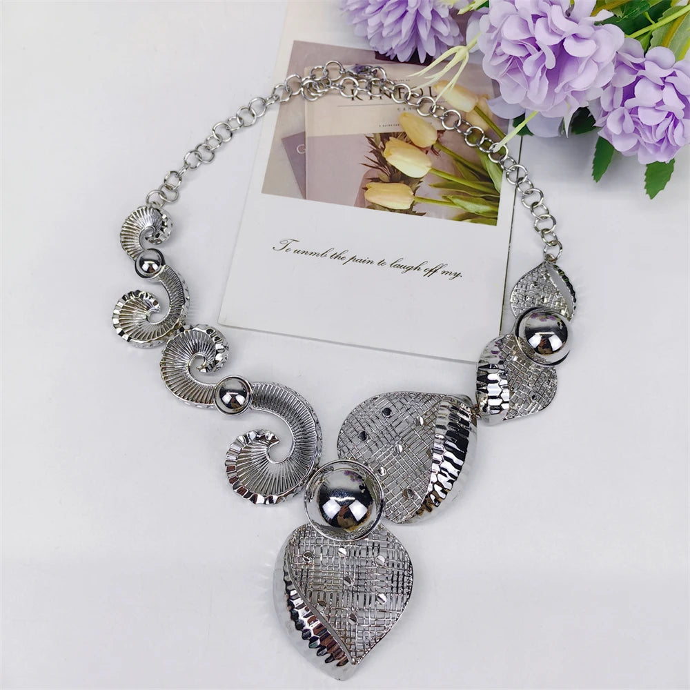 Jewelry Sets For Women Pendant Necklace Gold Plated Silver Simple Fashion Design Big Earring Bracelet Ring Sets Exquisite Gifts