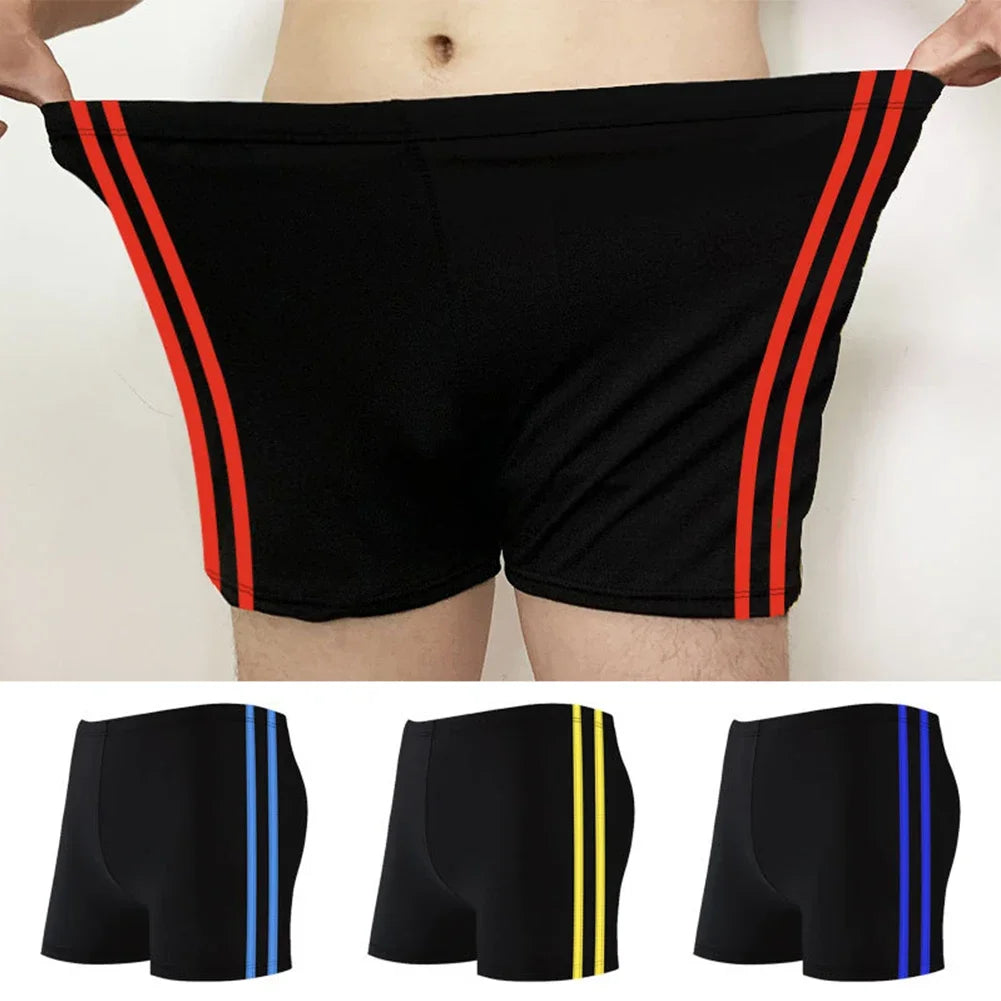 Male Swimwear Men Swimsuit Beachwear Board Briefs Elastic Shorts High Waist Quick Drying Swimming Trunks