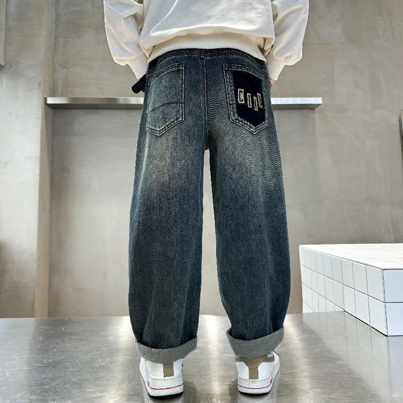 5-14 Years Old Boy Pants with Pockets Korean Style Fashion Spring Autumn Cotton Sport Cargo Pants Kids Children Leisure Trousers
