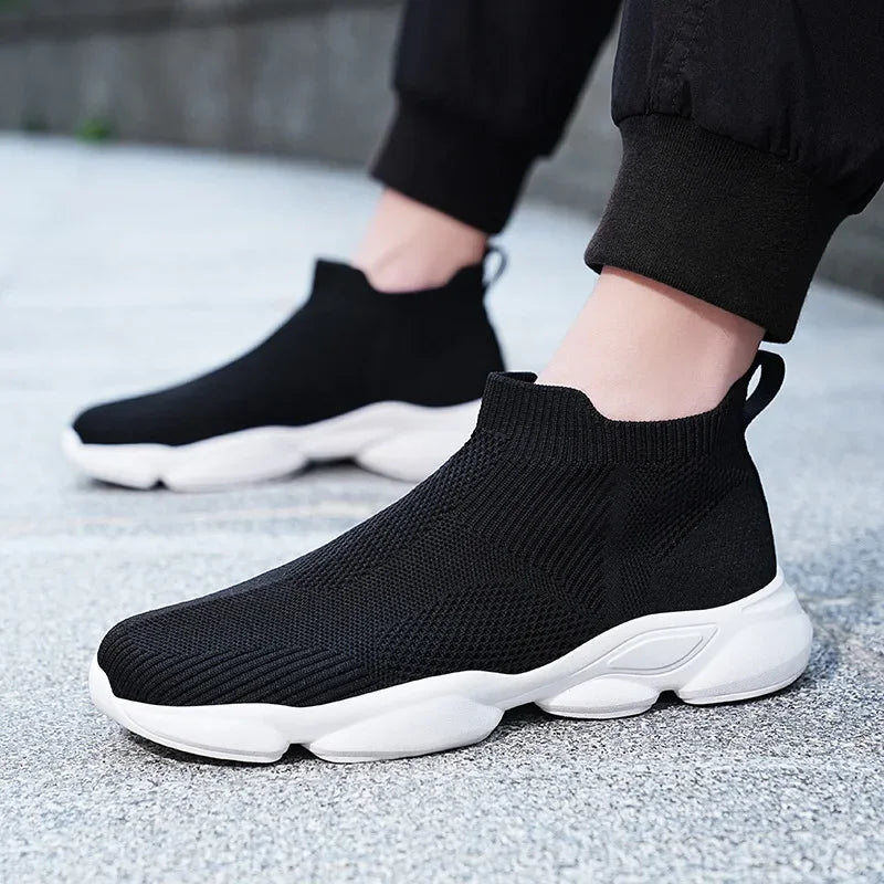 New Shoes for Man Spring Summer Breathable Knit Casual Sport Sock Shoes Youth Cool Slip-on Loafers Big Size