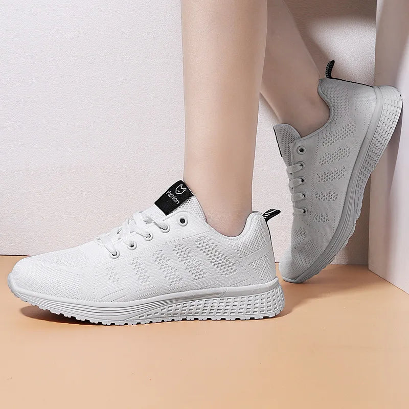 Women Casual Shoes Fashion Breathable Walking Mesh Flat Shoes Sneakers Women Running Gym Vulcanized Shoes White Female Footwear