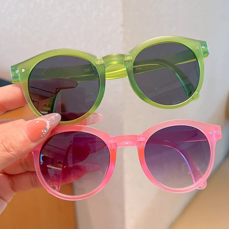 Children'S Colored Sunglasses  Foldable Round Frame Sun Glasses Boys Girls Uv400 Ultraviolet Eyepiece For Ages 2-8 Years Kids