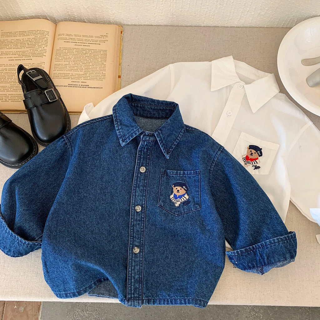 Children's Cowboy Jacket New Spring and Autumn Styles for Boys and Girls Korean Fashion Baby Long Sleeve Shirt Casual Kidswear
