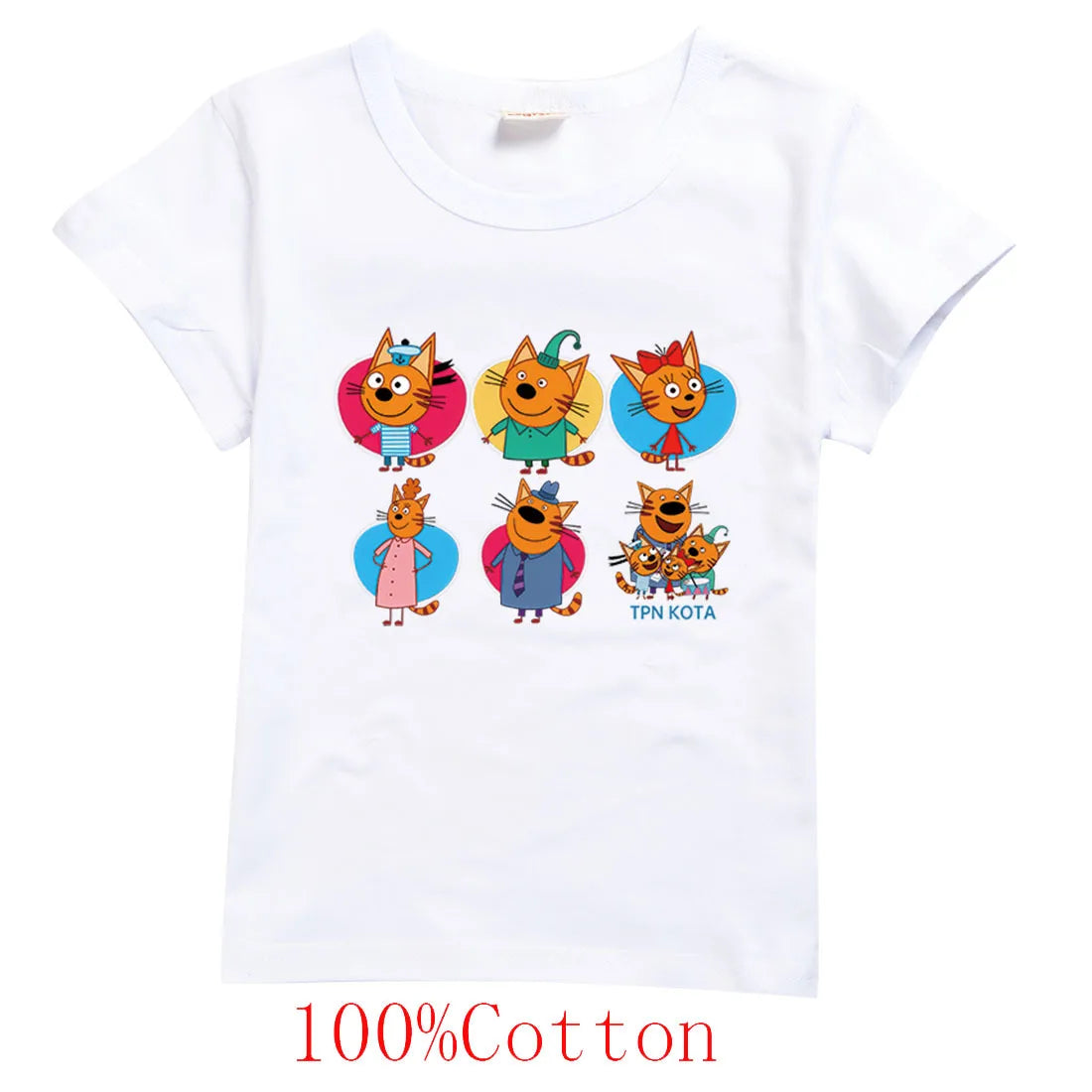 New Cartoon Kid-e-cats T Shirt Kids Three Kitten Russian Print Clothes Boys Summer Short Sleeve T-shirts Baby Girls Fashion Tops