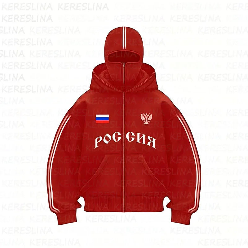 2025 new sports hoodie double hat design letter hooded cardigan autumn and winter men's and women's loose Y2K jacket jacket