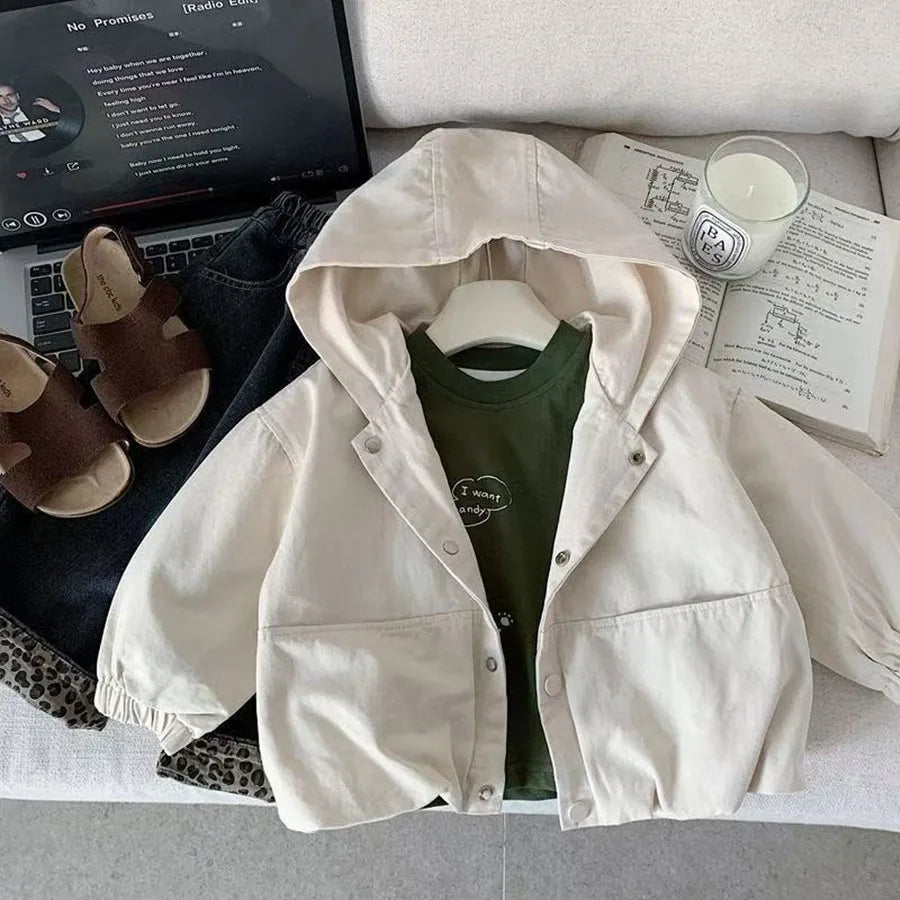 Kids Hooded Jacket Spring and Autumn Boys Fashionable Casual Versatile Toddler Spring Top Baby Jacket