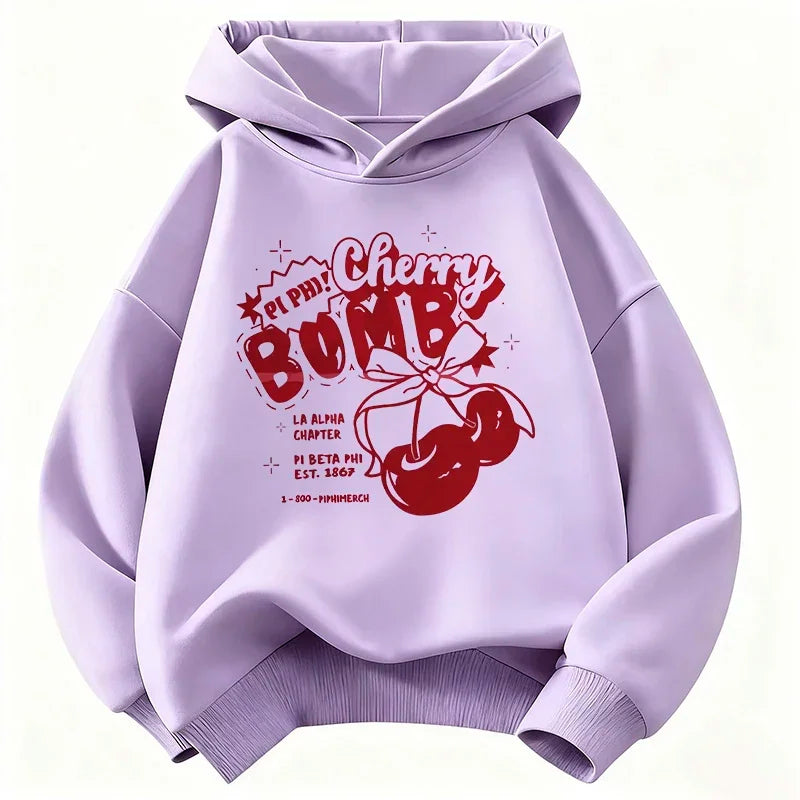 Y2k Girls Hoodie Cherry Design Children's Sweatshirt Cute Hoody for Boys Girls Autumn Winter Casual Hoodies Kids