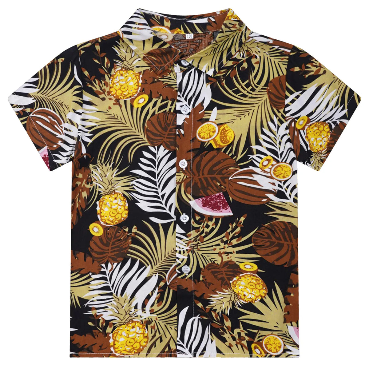 Kids Boys Hawaiian Shirts Tropical Graphic Print Short Sleeve Shirt Casual Turn-Down Collar Tee Tops for Vacation Beach Holiday