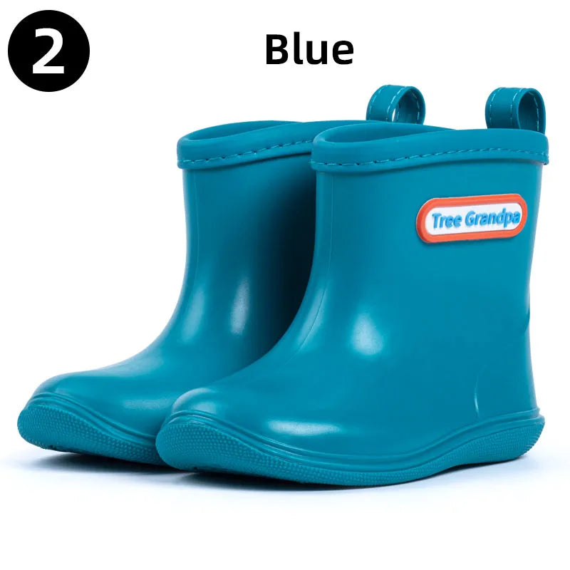 Toddler Rain Boots Baby Kids Easy-on Rubber Rain shoes Children Waterproof Shoes for Boys Girls Soft Toddler Rubber Shoes
