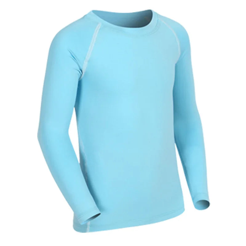 Kids Children Boy Girl Sport Running Long T Shirt Fitness Basketball Football Gym Sportswear Soccer Hiking Undershirt Jerseys K1