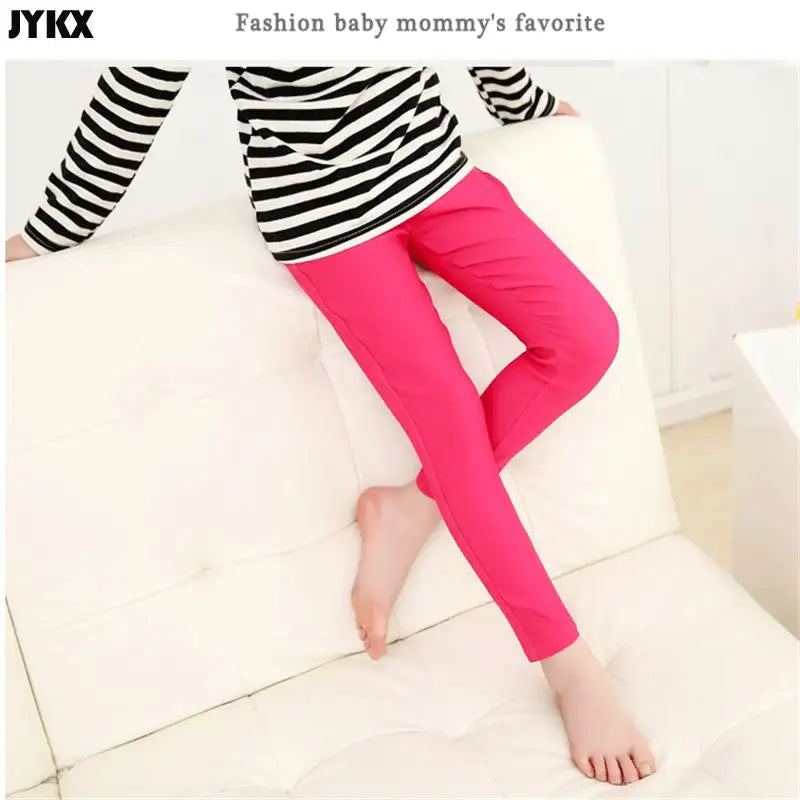 2025 Kids Girl Pants Spring Autumn Candy Color Elastic Pencil Trousers Child Solid Leggings For 2-11Y Children Clothing