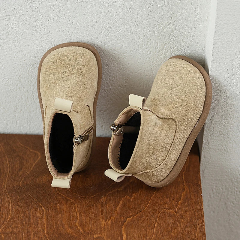 Baby Boys Girls Boots Autumn Winter Children Casual Shoes Outdoor Anti-slip Infant Shoes Oxford Suede Plush Kids Ankle Boots
