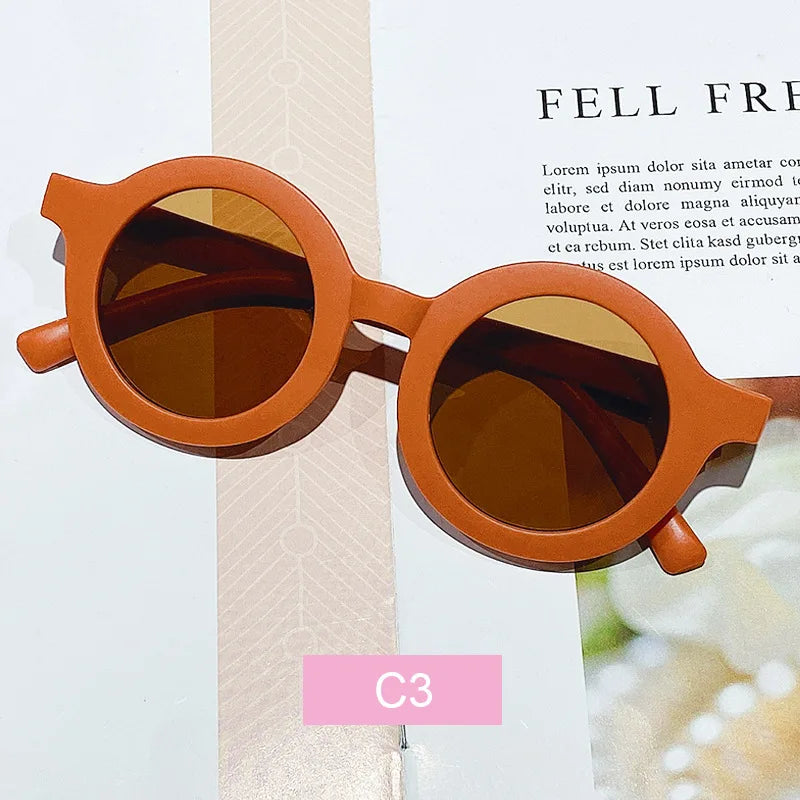 Korean Children's Sunglasses Retro Solid Round Frame Small Face Sunglasses Ultraviolet-proof Convenience Glasses Kids Glasses