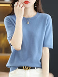 Spring Summer Women Sweaters Short Sleeves O-neck Bottoming Shirts Knitwear 2024 Summer Knit Tops Pullovers Korean Jumpers