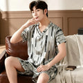 Plus Size Men's Pajamas Set Summer New Fashion Print Men's Sleepwear V-Neck Short Sleeve Shorts Homewear 2026 Casual Cool