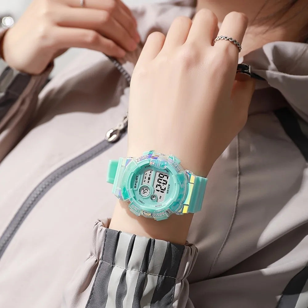 Waterproof Sports Kids Watches Night Light Alarm Clock Function Sports Clock Luminous Dial LED Digital Watch Boys Girls