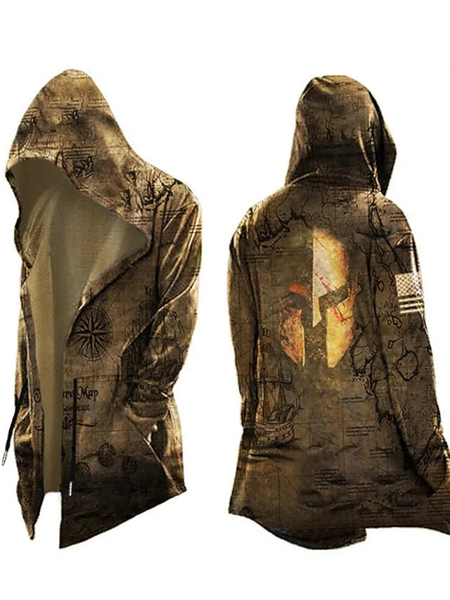 New style hoodie2025Cross-border European and American Style Men's Hoodie Cardigan Tough Guy No Zipper Printed Halloween Hooded
