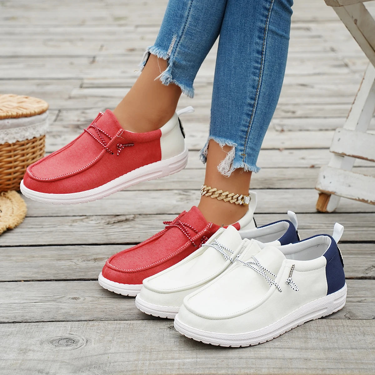 Fashion Loafers for Women Comfortable Lightweight Breathable Round Toe Casual Shoes Flat Slip-on Driving Shoes for Women