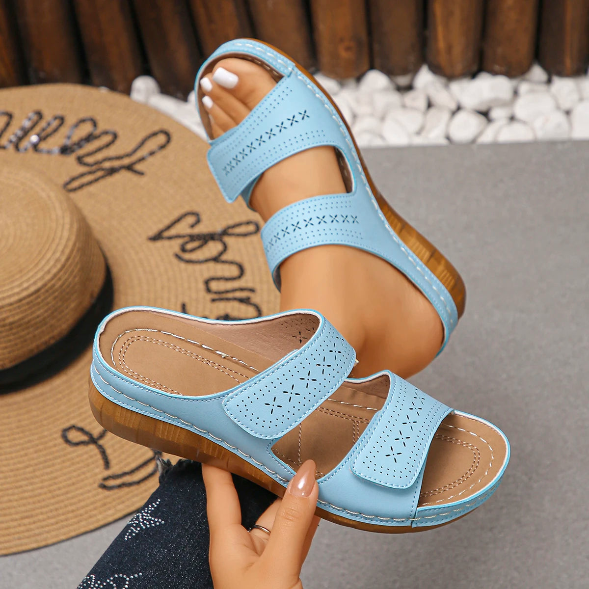 Women Sandals Casual Wedge Slippers Comfortable Thick-soled Open-toe Slippers Platforms Women Shoes Fashion Lightweight Sandals