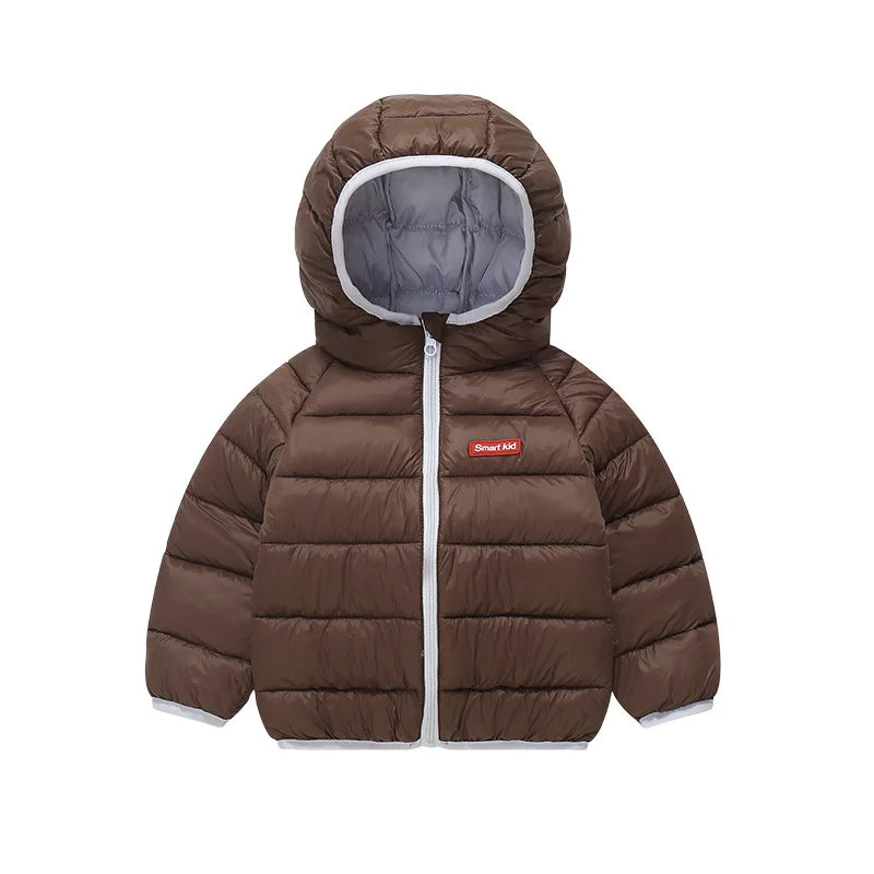 Children's Jacket Boys Girls Korean Autumn Winter Solid Color Hooded lightweight and Warm Autumn Winter Windproof Cotton Jacket