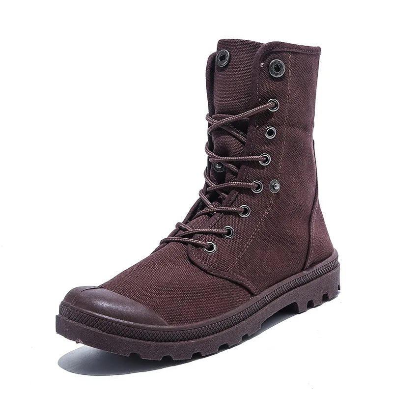 Canvas Boots Men Boots High Top Shoes for Men 2025 New Trend Platform Cuff Shoes Men Casual Ankle Boots Military Bota Masculina
