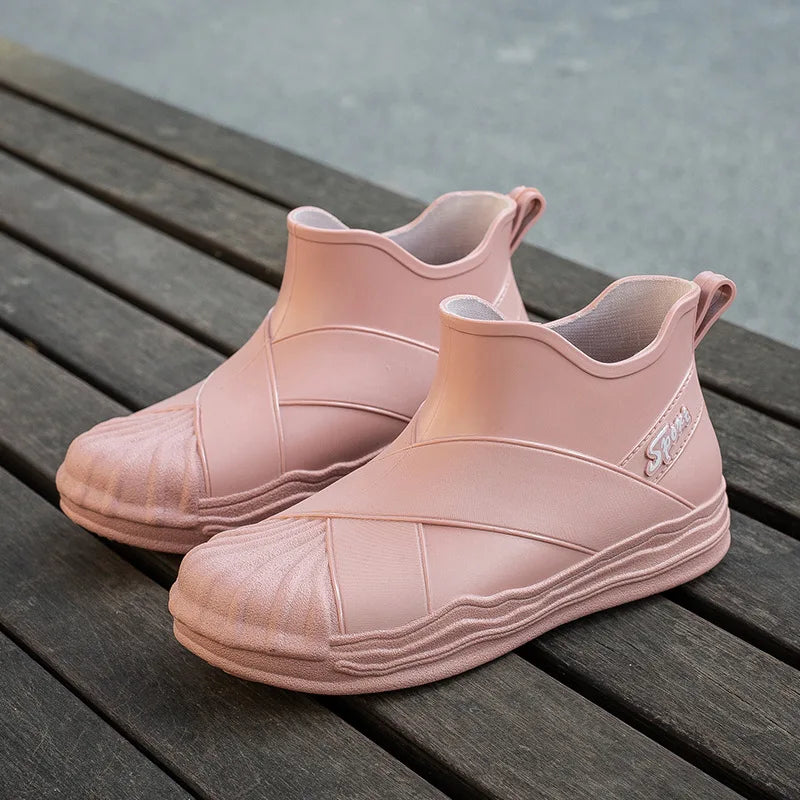 Asgard Women's Short Rain Boots Summer Anti Slip Waterproof Soft-soled Boots 2025 Fashion Ankle Rubber Boot New Lady Garden Shoe