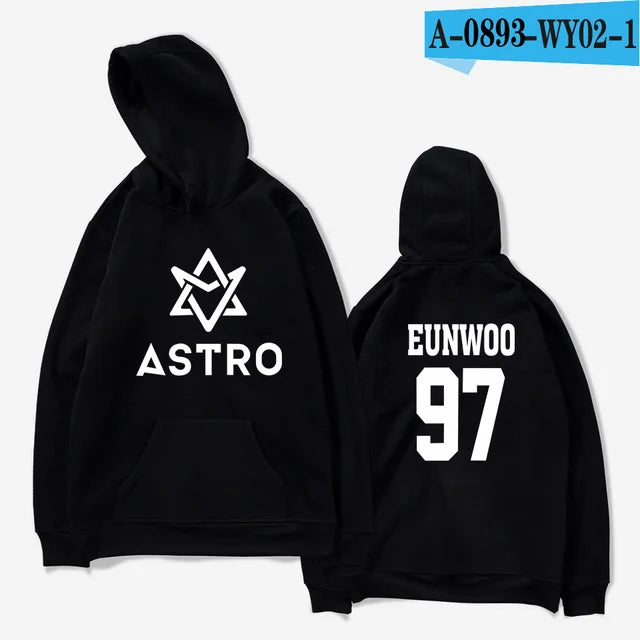 Kpop ASTRO STAR Group Printed Hoodies Moletom Harajuku Sweatshirt Casual Zipper Hoodie Streetwear Jacket Men/Women Clothing