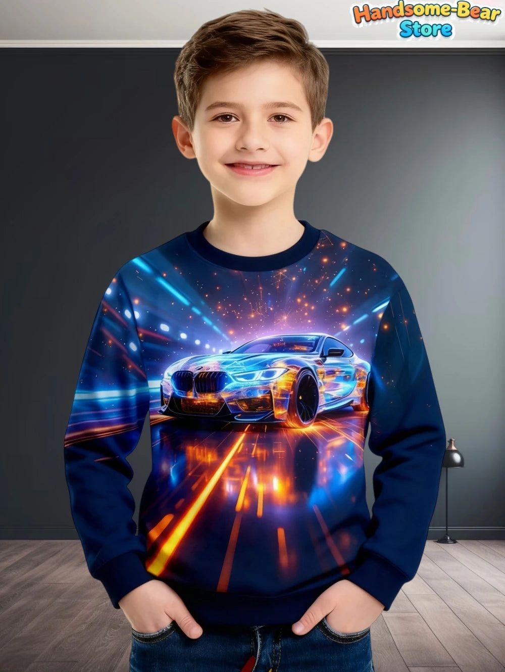Kids Clothes Boys Sweatshirt Long Sleeve Stylish Car Racing Graphic Children Hoodies Autumn Casual Streetwear Loose Boys Clothes