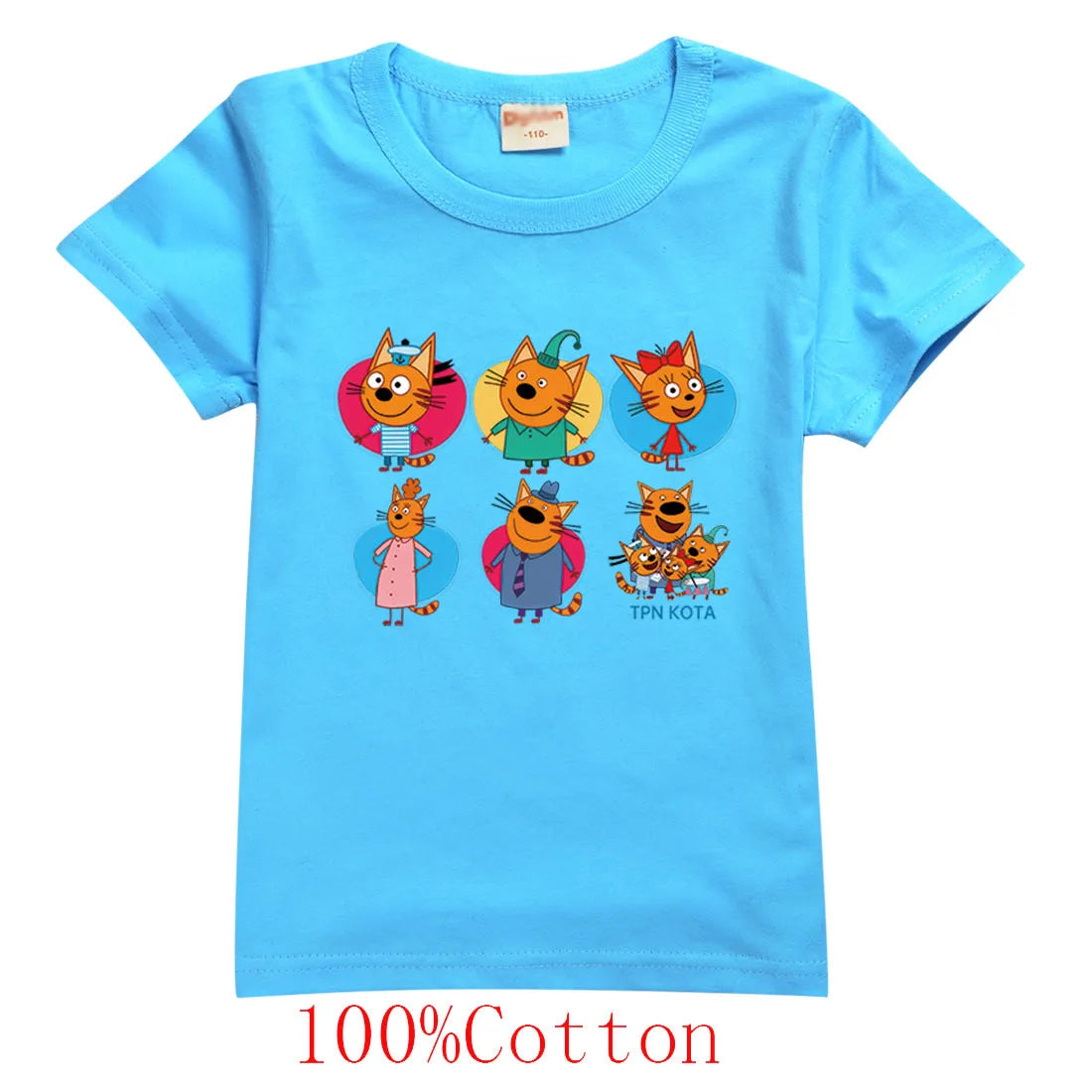 New Cartoon Kid-e-cats T Shirt Kids Three Kitten Russian Print Clothes Boys Summer Short Sleeve T-shirts Baby Girls Fashion Tops
