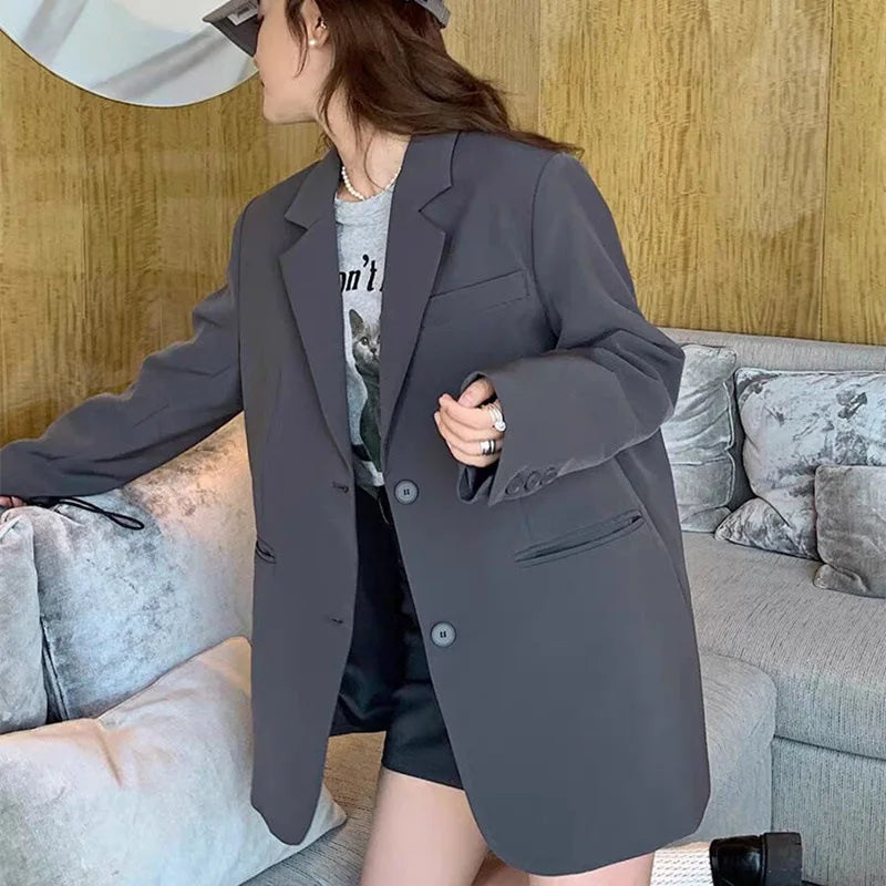 New in Spring  Autumn Style Commuter Suit Women Long Sleeved Fashionable Casual Loose Solid Color Suit Jacket Clothes Top