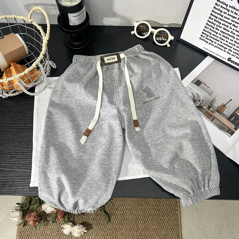 Korea Baby Boys Girls Sweatpants Children Autumn Long Pants Kids Spring Sport Solid Color Trousers Infant Panties Toddler Bottom