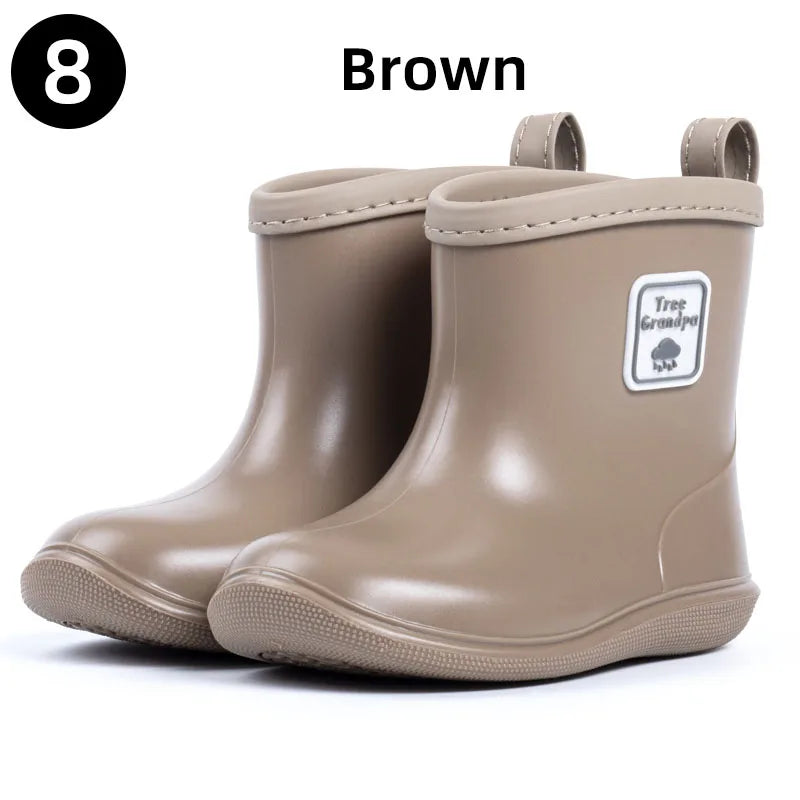 Toddler Rain Boots Baby Kids Easy-on Rubber Rain shoes Children Waterproof Shoes for Boys Girls Soft Toddler Rubber Shoes