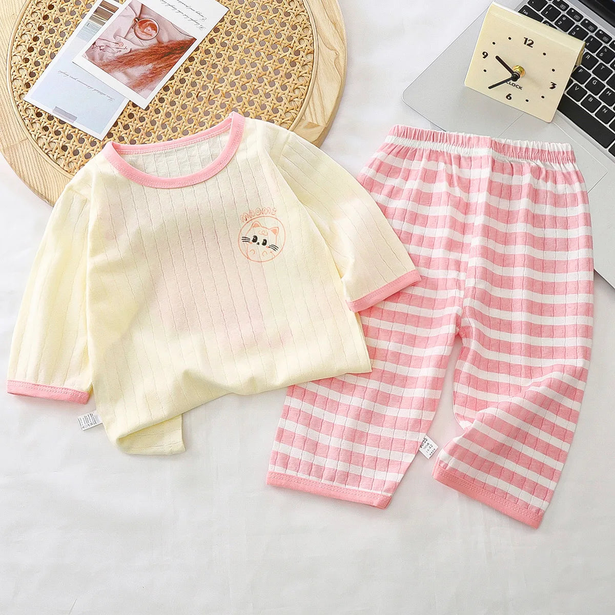 Summer toddler kids boys girls clothes baby sleepwear pants set top+pants suits for children girls boy cloth casual pajamas sets