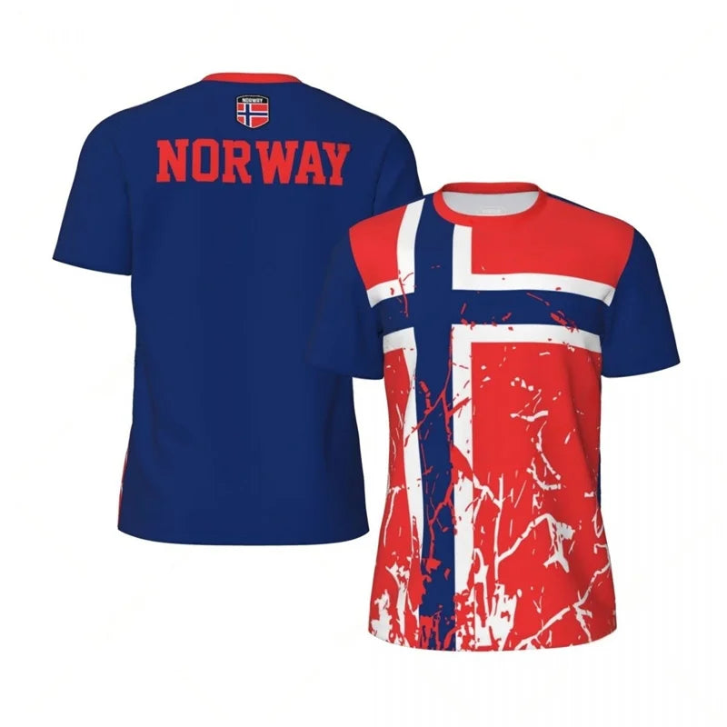 Norway Graphic Kid's T-shirt Fashion Sports Loose Short Sleeve Summer New Design 3D Printed Fitness Tees Football T Shirts