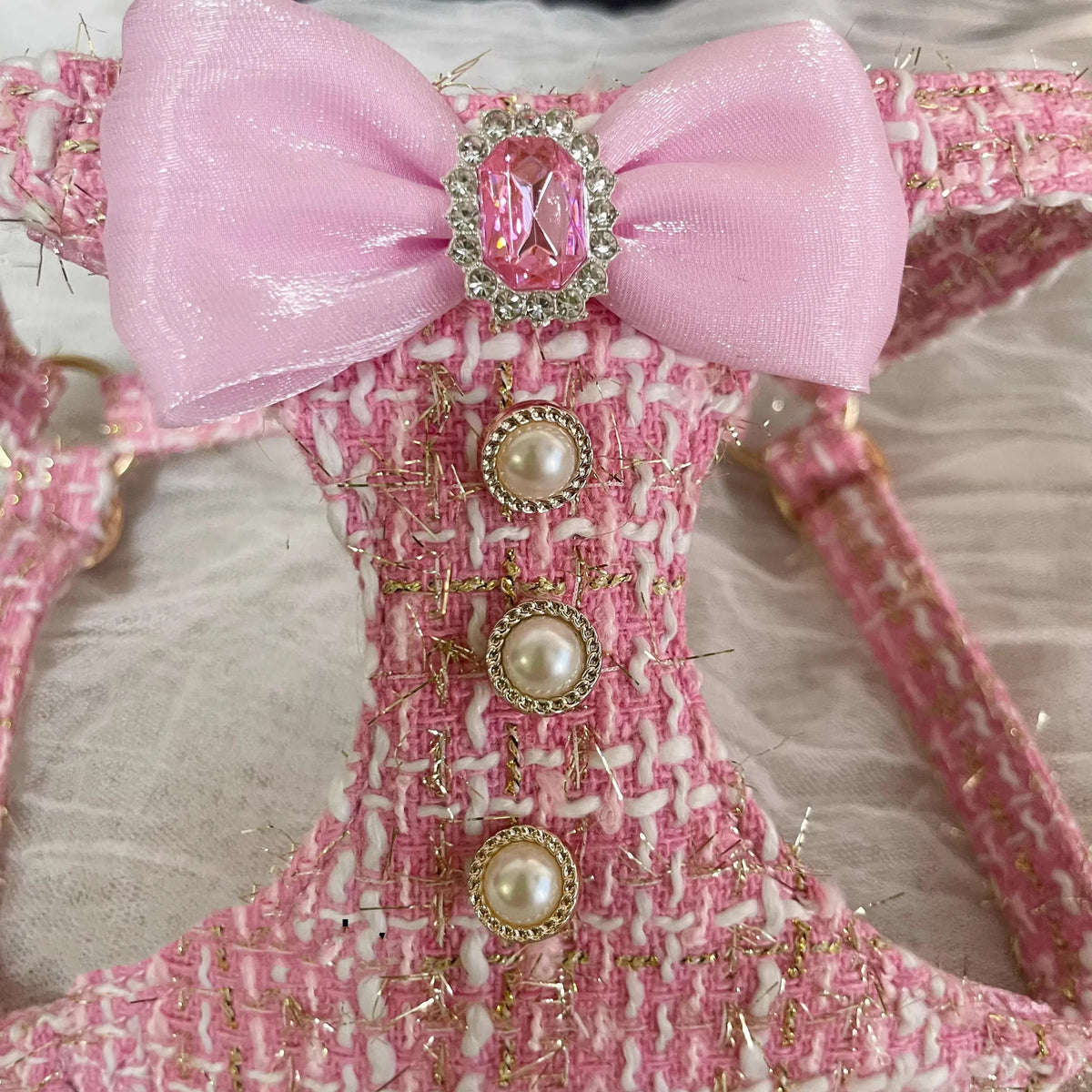 Princess-Style Pet Harness & Leash Set | Cute Bow Decor | Outdoor Walking Gear for Small Dogs