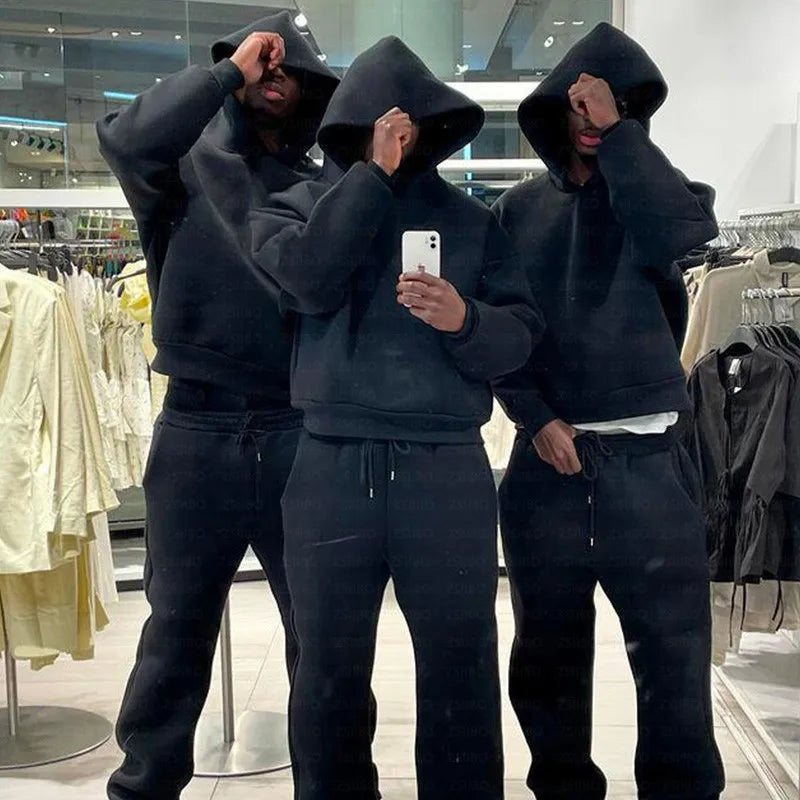 Solid Color Hoodie Y2K Hooded Long Sleeved Pullover Top Punk Street Retro Kpop Hip-hop Clothes Women Men Clothing Sweatpants emo
