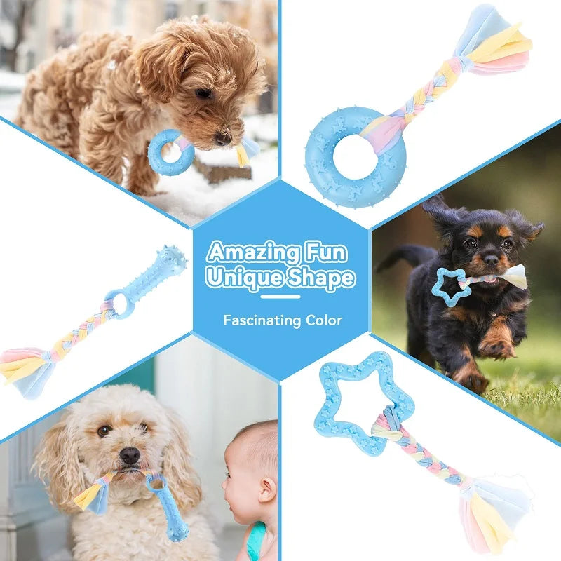 Pet Chew Toys Soft Blue Rubber Durable Molars Training Toy Chihuahua Yorkie Funny Ball Interactive Bone Treat Toys Pet Supplies