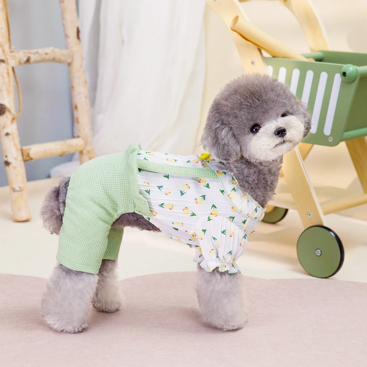 Flower Pattern Pet Dog Spring Jumpsuit Pajamas Clothes Dog Tracksuit Puppy Cat Clothing Puppy Apparel Costume