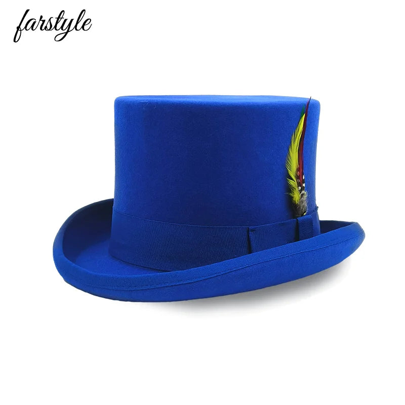 Men Top hat Magician Presidential high hat British jazz top hats male gentleman flat felt hat 2024 sombrero de copa británico