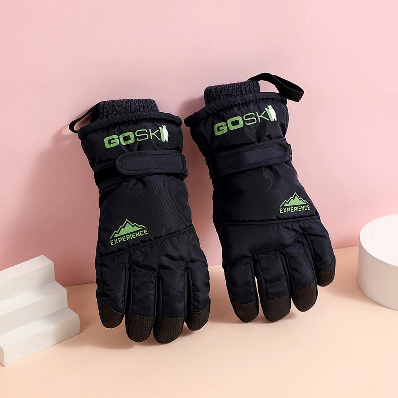 Winter Ski Gloves for Children Warm Thicken Gloves for Boys Girls Outdoor Sports Kids Skiing Riding Mittens Anti Slip